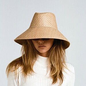 Lack Of Color Wide Brim Straw Bucket Hat in Natural
